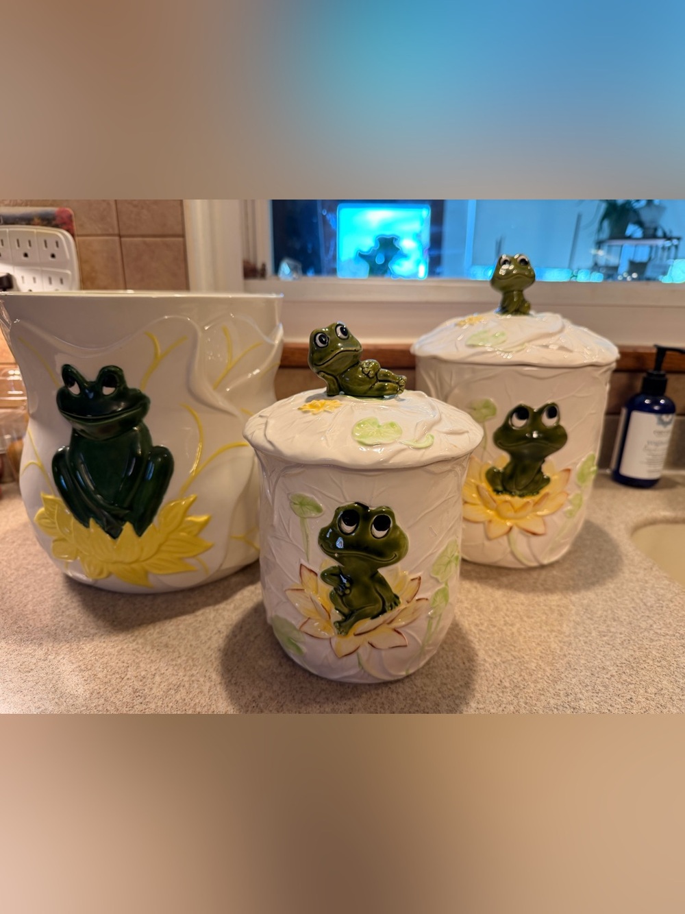 Sears Roebuck 1975 Ceramic Frog Canister Set